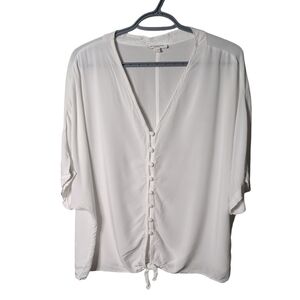 Beachlunchlounge White Kelli Button Front Tie Shirt XL